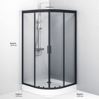 Душевой уголок AM.PM Gem 100х100 W90G-401-100BT профиль Черный матовый стекло прозрачное